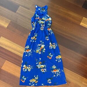 Monteau Girls Blue Floral Dress, Size 8